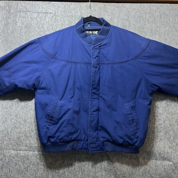 Vintage 90s Bomber Jacket Mens Large‎ Blue Wear Me Out Zip Up - Picture 4 of 9